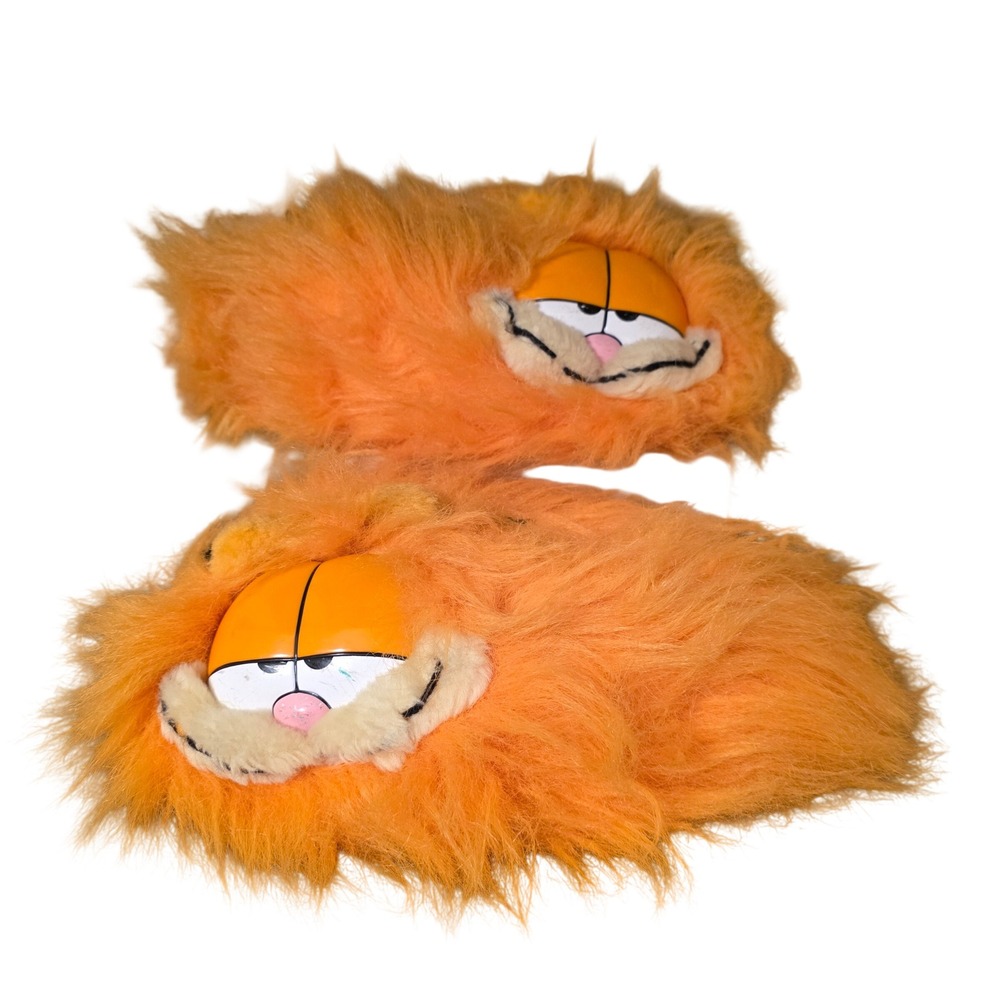 Vintage Garfield Plush Slippers Orange Fuzzy Cartoon‎ Cat Small 1978 1981 DAKIN